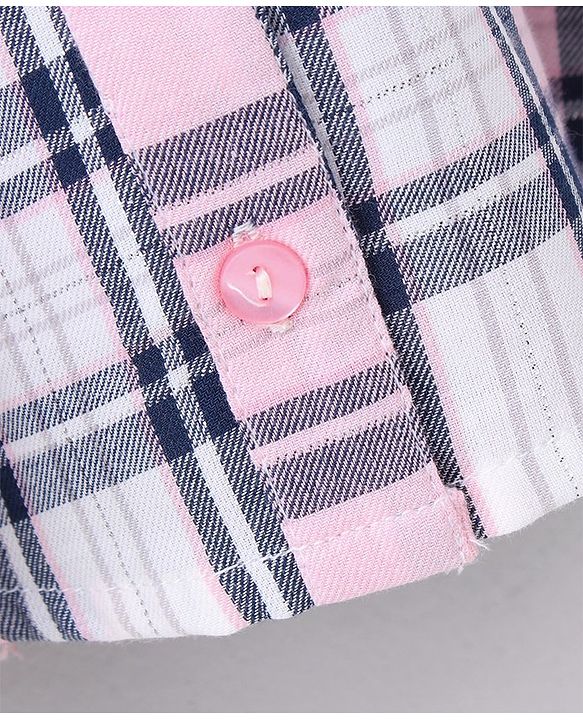 Babyhug Knee Length Frock Checked Print - Pink