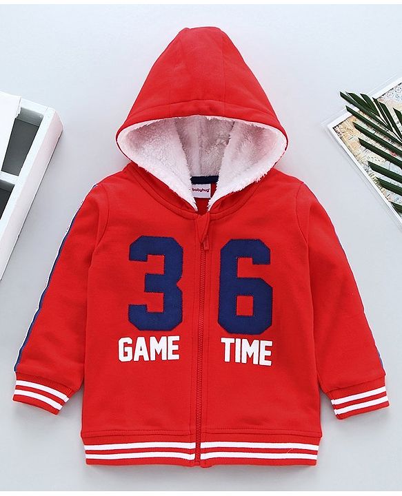 Babyhug Full Sleeves Hooded Jacket Game Time - Red