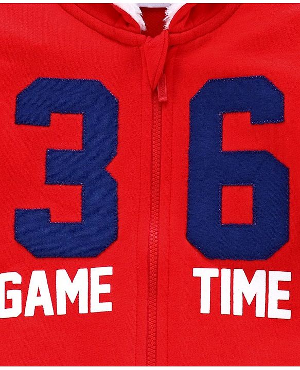 Babyhug Full Sleeves Hooded Jacket Game Time - Red