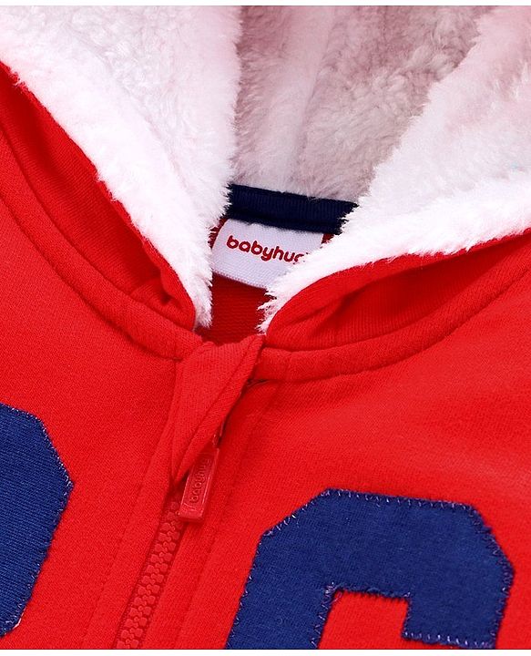 Babyhug Full Sleeves Hooded Jacket Game Time - Red