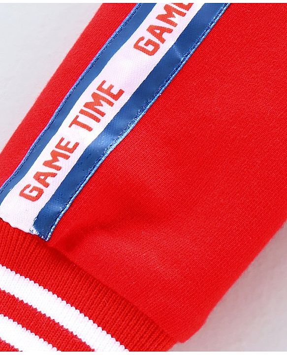 Babyhug Full Sleeves Hooded Jacket Game Time - Red