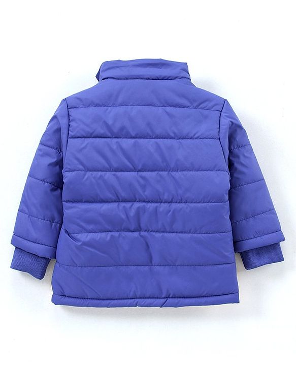 Babyhug Full Sleeves Color Block Hooded Jacket - Blue