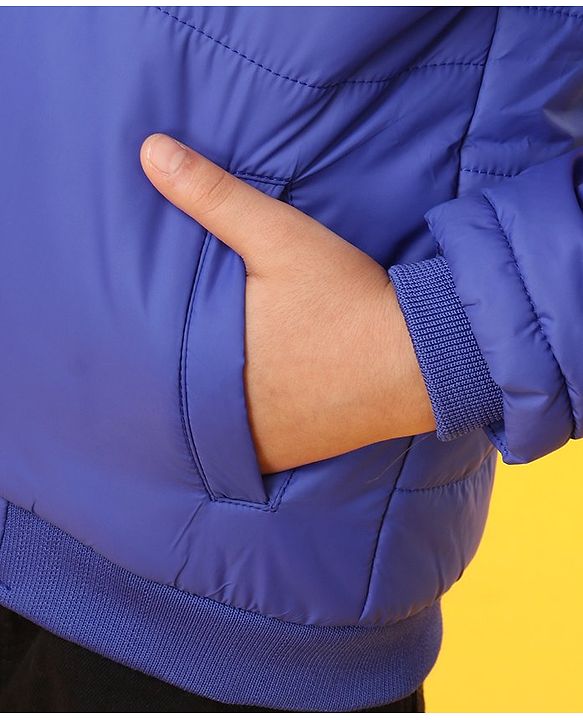 Babyhug Full Sleeves Color Block Hooded Jacket Jacket - Blue