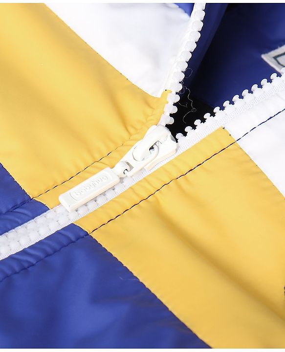 Babyhug Full Sleeves Color Block Hooded Jacket Jacket - Blue