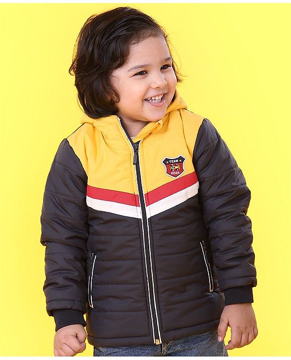 Babyhug Full Sleeves Front Open Sweater - Blue & Yellow
