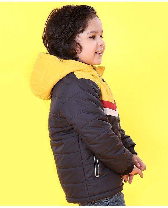 Babyhug Full Sleeves Front Open Sweater - Blue & Yellow