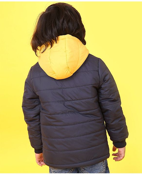 Babyhug Full Sleeves Front Open Sweater - Blue & Yellow