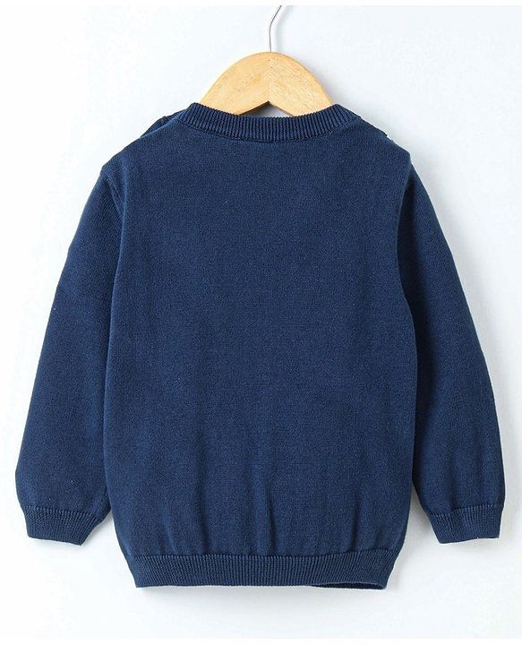 Babyhug Full Sleeves 100% Organic Pullover Sweater - Blue