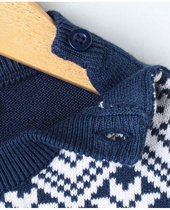 Babyhug Full Sleeves 100% Organic Pullover Sweater - Blue