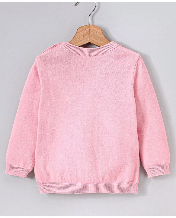 Babyhug Full Sleeves 100% Organic Pullover Sweater Heart Print - Pink