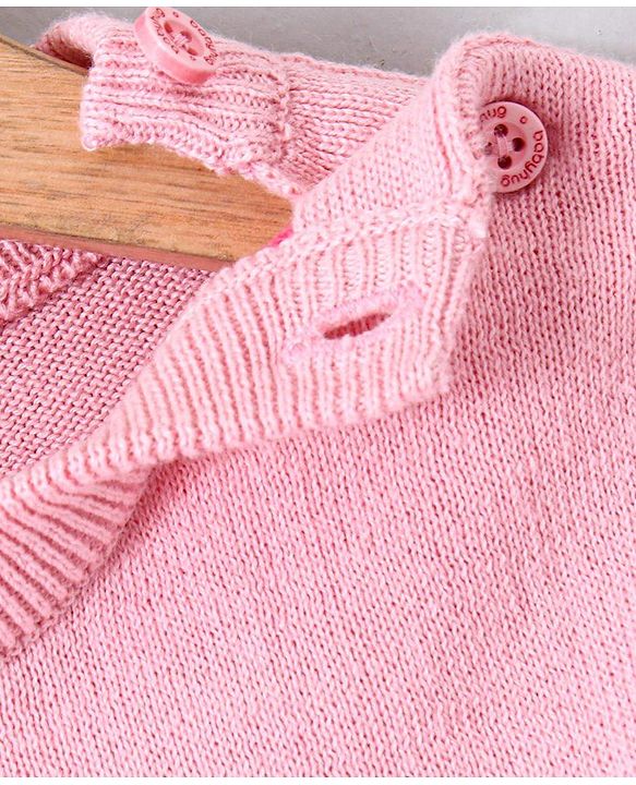 Babyhug Full Sleeves 100% Organic Pullover Sweater Heart Print - Pink