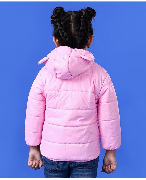 Babyhug Full Sleeves Hooded Padded Heart Patch - Pink