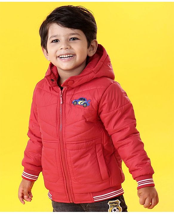 Babyhug Sleeveless Quilted Jacket with Badge - Red