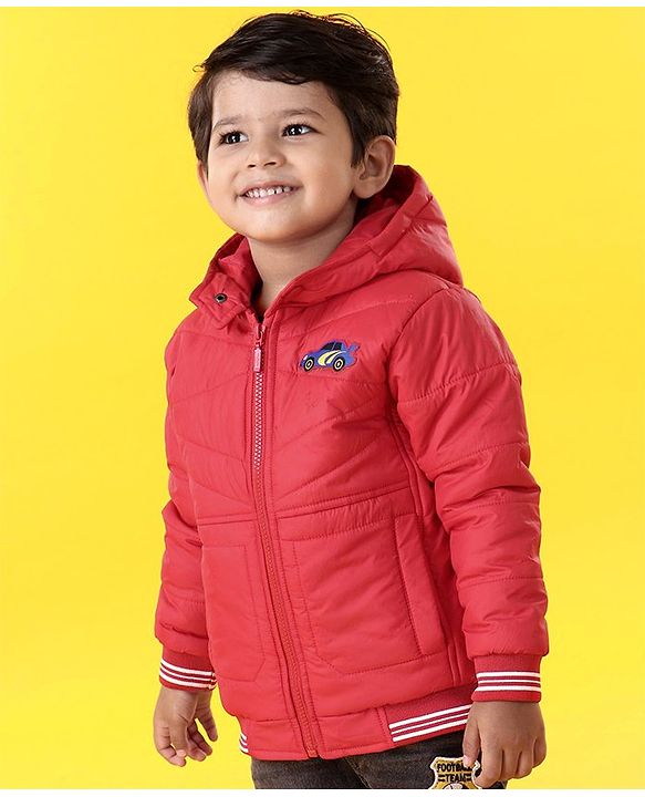 Babyhug Sleeveless Quilted Jacket with Badge - Red