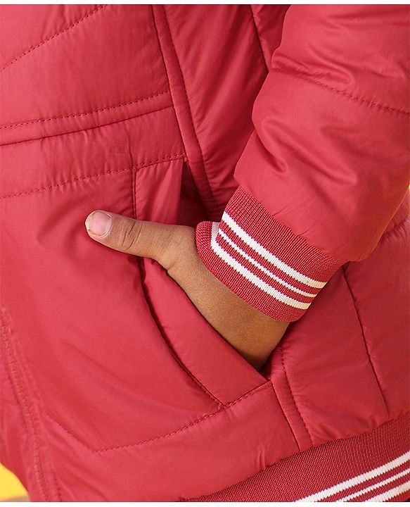 Babyhug Sleeveless Quilted Jacket with Badge - Red