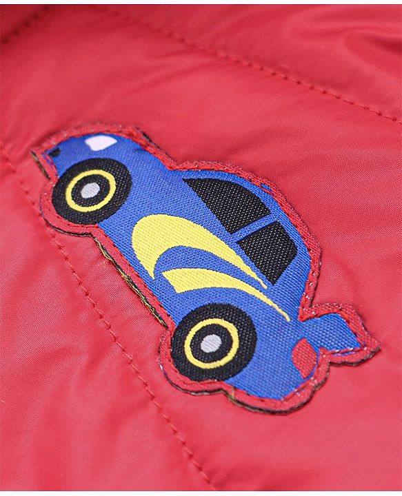 Babyhug Sleeveless Quilted Jacket with Badge - Red