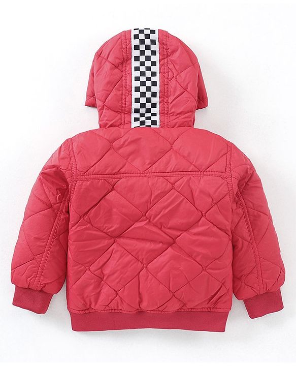 Babyhug Full Sleeves Reversible Jacket With Hood - Red