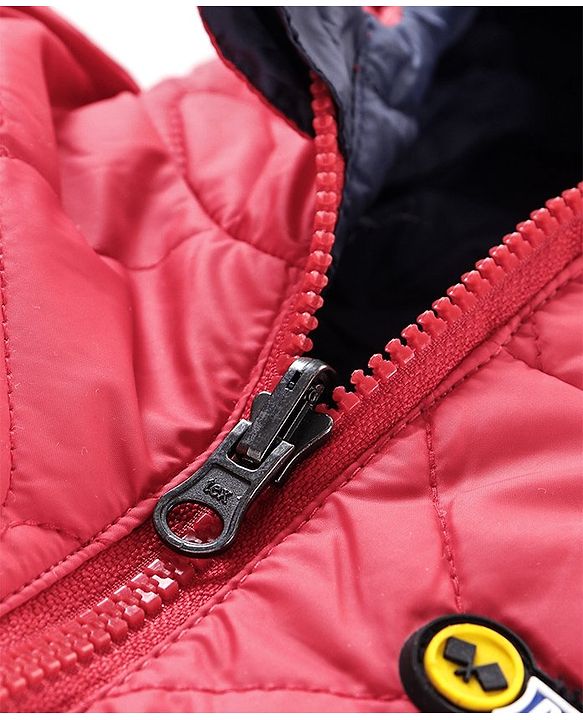 Babyhug Full Sleeves Reversible Jacket With Hood - Red