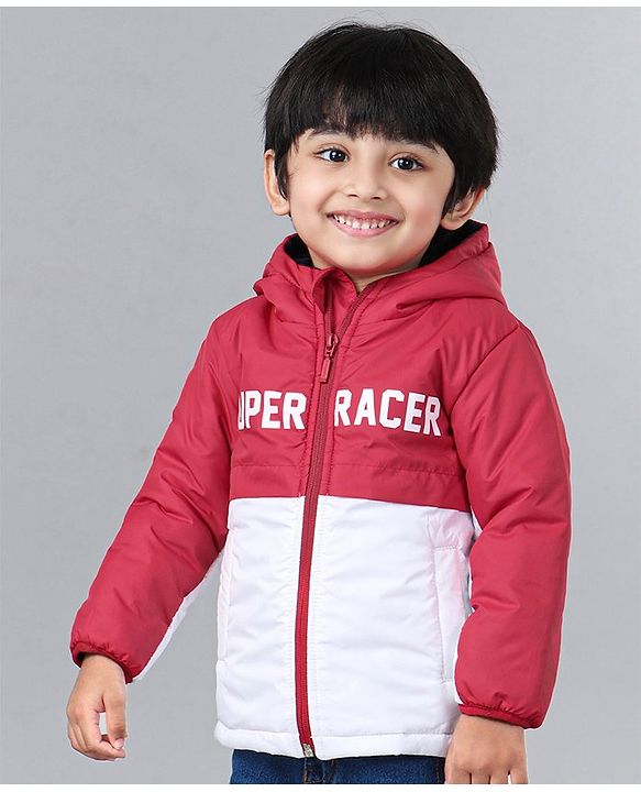 Babyhug Full Sleeve Hoodie Colorblock with HD Print - Red White