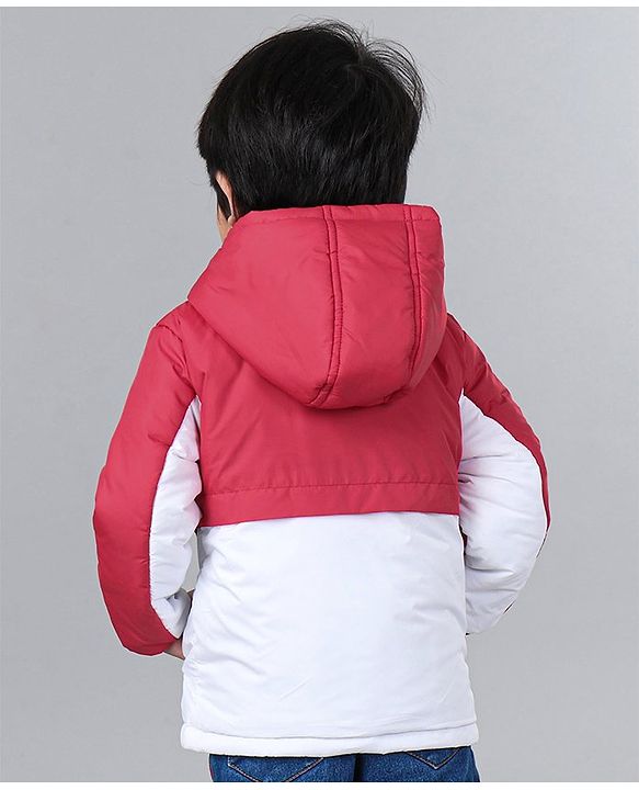Babyhug Full Sleeve Hoodie Colorblock with HD Print - Red White