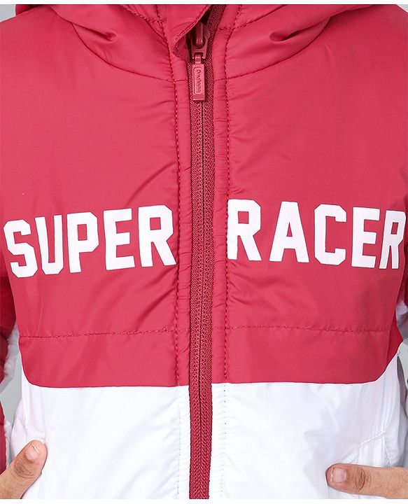 Babyhug Full Sleeve Hoodie Colorblock with HD Print - Red White