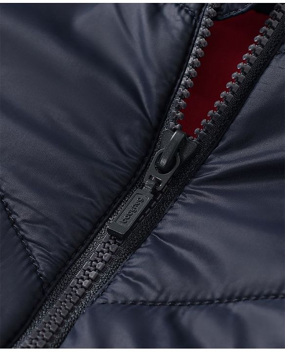 Babyhug Full Sleeves Striped Padded Jacket - Navy Blue