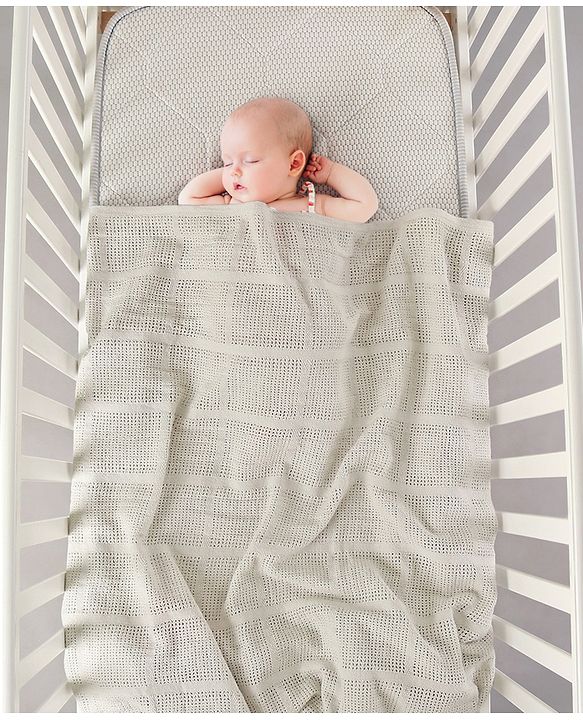 Babyhug All Season Cotton Cellular Blanket - Grey