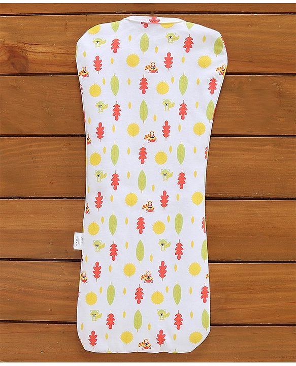 Babyhug Cotton Zipper Swaddle Racoon Print Pack of 2 - Red White