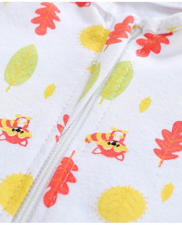 Babyhug Cotton Zipper Swaddle Racoon Print Pack of 2 - Red White