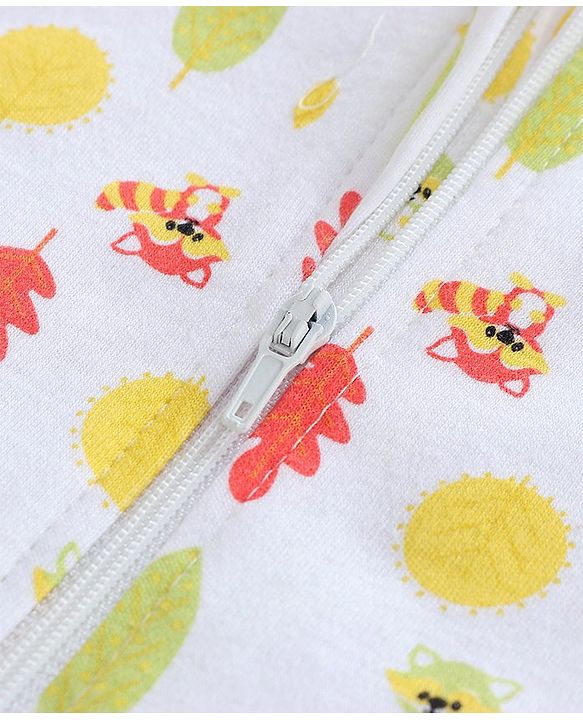 Babyhug Cotton Zipper Swaddle Racoon Print Pack of 2 - Red White