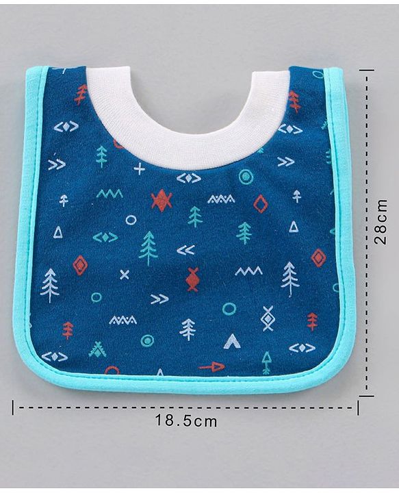 Babyhug Cotton Pullover Bibs Multi Print Set of 2 - Blue White
