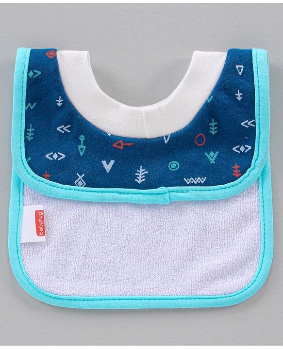 Babyhug Cotton Pullover Bibs Multi Print Set of 2 - Blue White