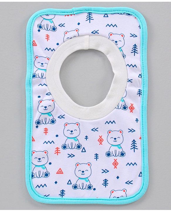Babyhug Cotton Pullover Bibs Multi Print Set of 2 - Blue White