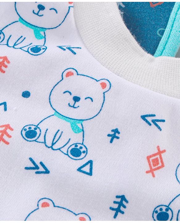 Babyhug Cotton Pullover Bibs Multi Print Set of 2 - Blue White