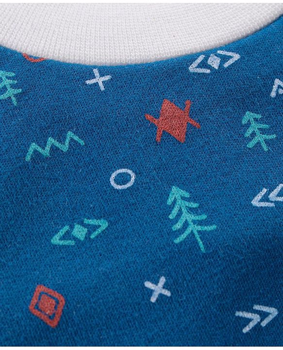 Babyhug Cotton Pullover Bibs Multi Print Set of 2 - Blue White