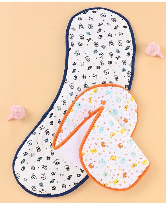 Babyhug Cotton Burp Cloths Multiprint Set of 2 - White