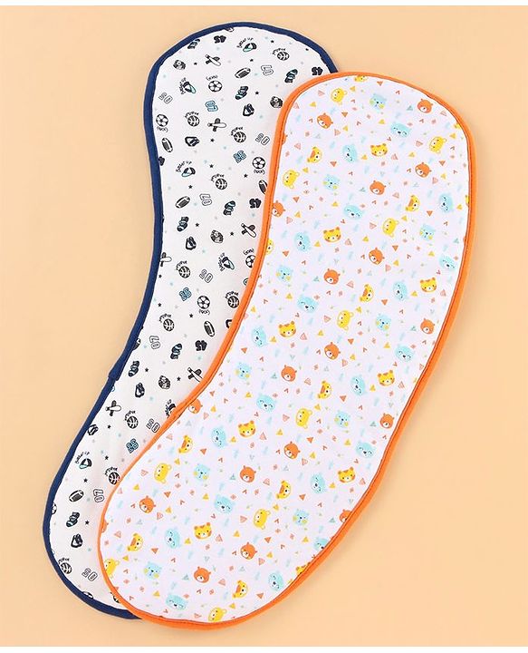 Babyhug Cotton Burp Cloths Multiprint Set of 2 - White