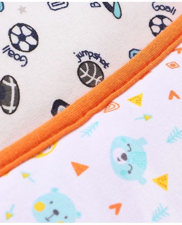 Babyhug Cotton Burp Cloths Multiprint Set of 2 - White