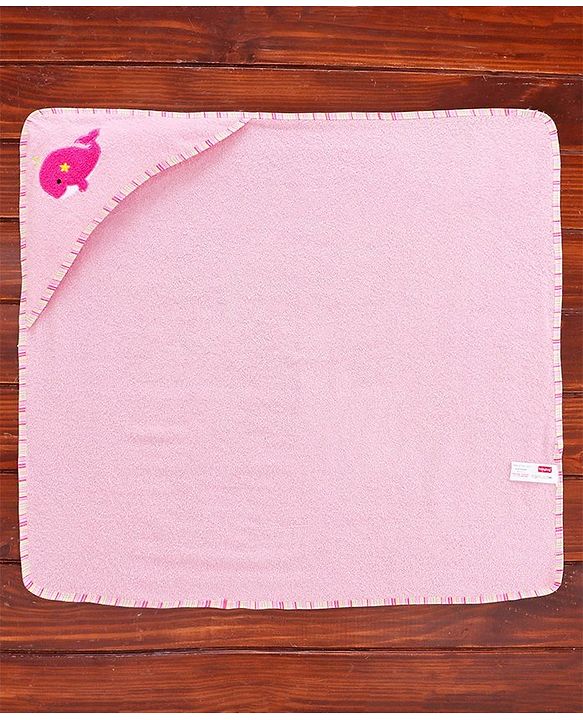 Babyhug Hooded Towel Whale Print - Pink