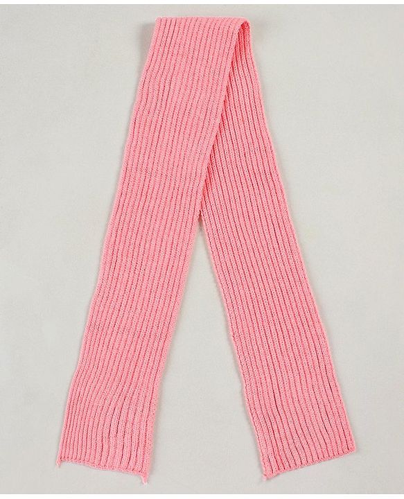 Babyhug Woollen Cap with Scarf Peach - Diameter 11 cm