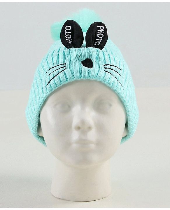 Babyhug Woollen Cap with Scarf Green - Diameter 11 cm