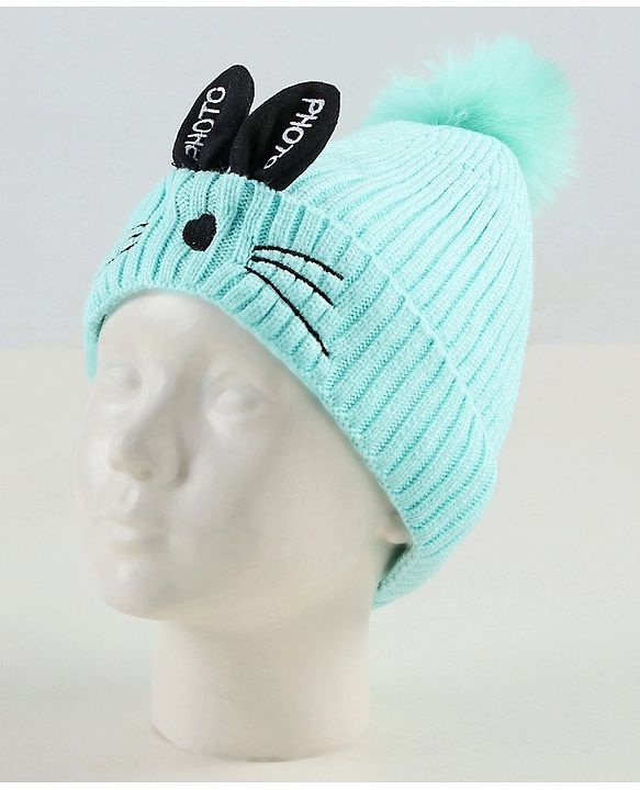 Babyhug Woollen Cap with Scarf Green - Diameter 11 cm