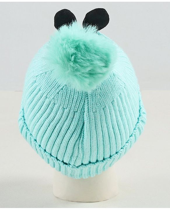 Babyhug Woollen Cap with Scarf Green - Diameter 11 cm