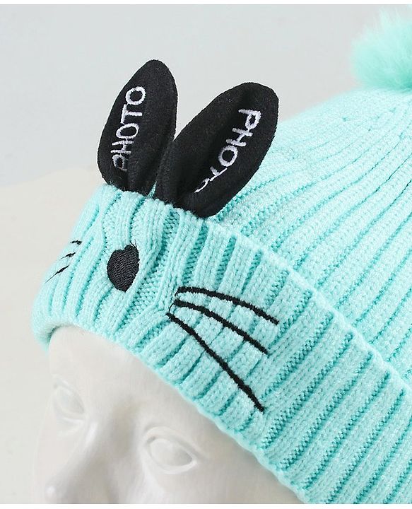 Babyhug Woollen Cap with Scarf Green - Diameter 11 cm