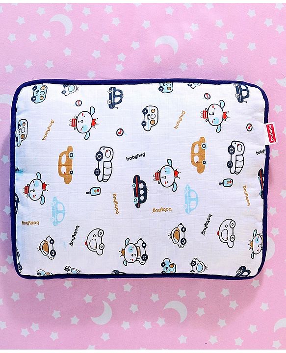 Babyhug Cotton Head Shaping 1 Kg Mustard Seeds/Rai Pillow Car Print - Navy Blue