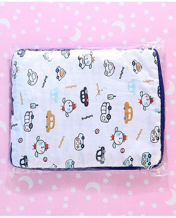 Babyhug Cotton Head Shaping 1 Kg Mustard Seeds/Rai Pillow Car Print - Navy Blue
