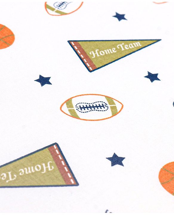 Babyhug Premium 100% Cotton Fitted Crib Sheet Sports Print Regular - White