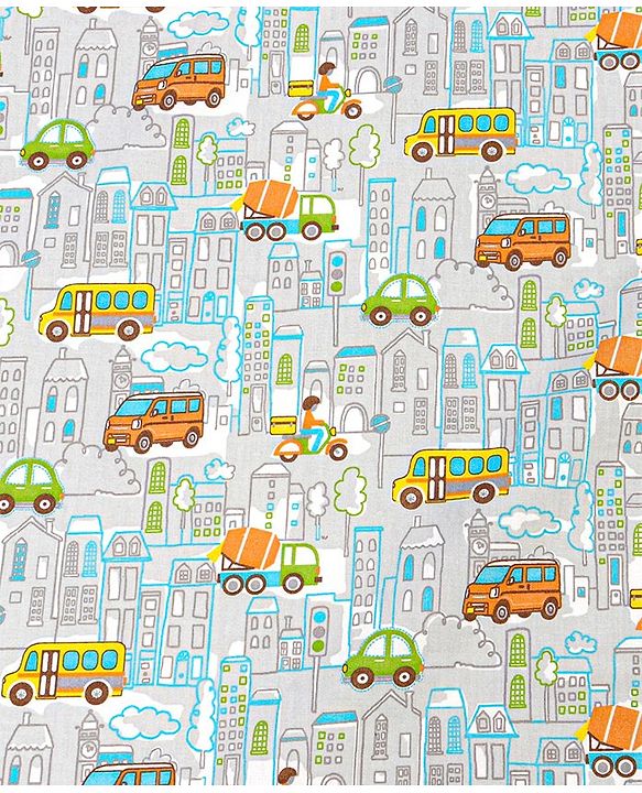 Babyhug Premium 100% Cotton Fitted Crib Sheet Transport Print Large - Blue| Gentle on Babies Skin| Cozy Sleeping Environment| Versatile Use| 100% Cotton| Elastic Borders| Machine Washable