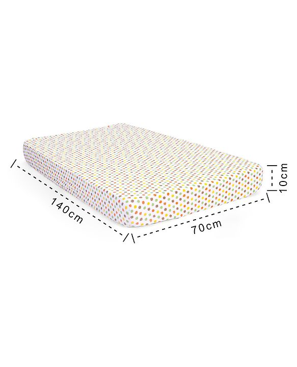 Babyhug Premium 100% Cotton Fitted Crib Sheet Polka Dots Large - Multicolor| Gentle on Babies Skin| Cozy Sleeping Environment| Versatile Use| 100% Cotton| Elastic Borders| Machine Washable
