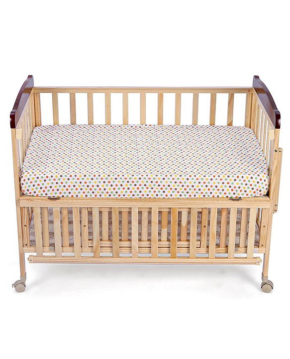 Babyhug Premium 100% Cotton Fitted Crib Sheet Polka Dots Large - Multicolor| Gentle on Babies Skin| Cozy Sleeping Environment| Versatile Use| 100% Cotton| Elastic Borders| Machine Washable